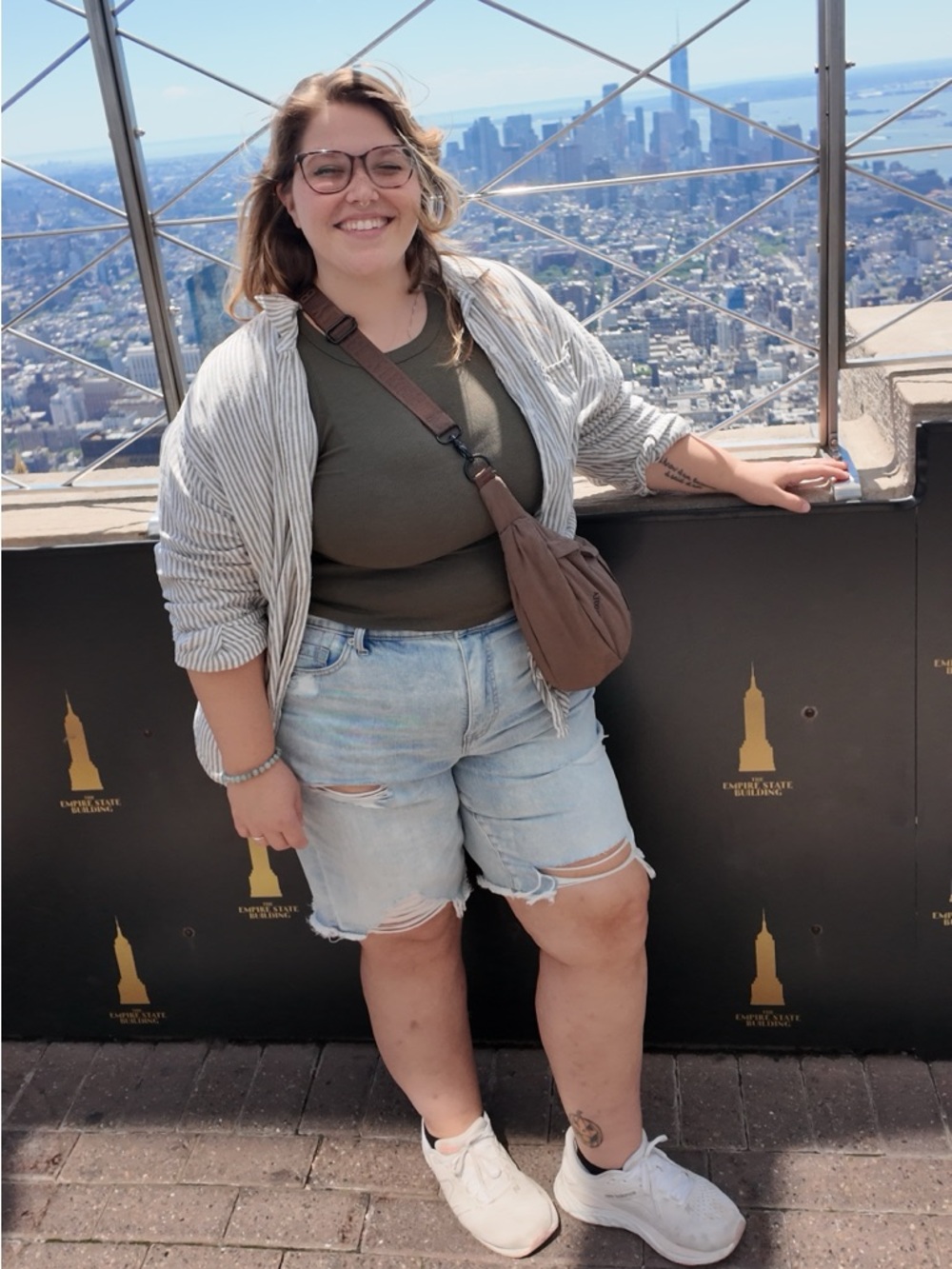 Distressed High Rise Denim Bermuda Shorts